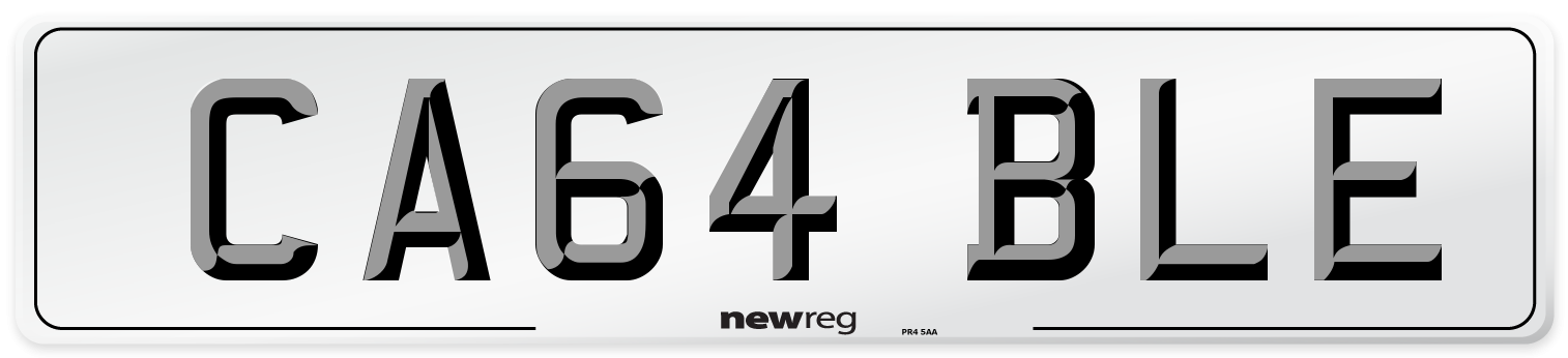 CA64 BLE Number Plate from New Reg